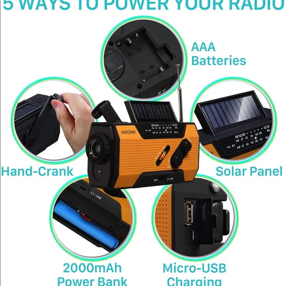 Power BankEmergency Solar Hand Crank Radio - Power Bank AM/FM/WB Weather Radio - Picture 10 of 10